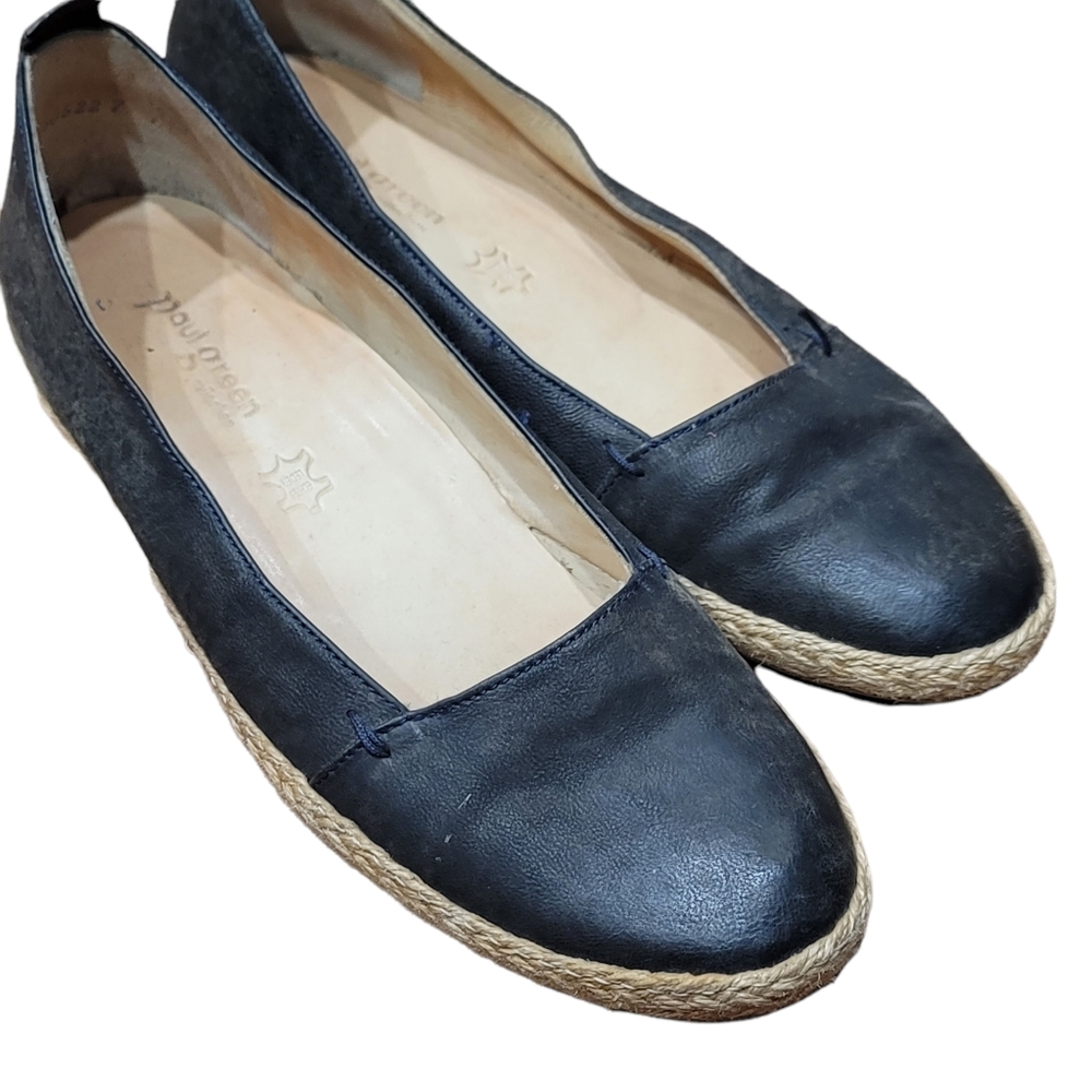 Paul Green Black Roxy Espadrille Leather Loafer Flat Size 9
